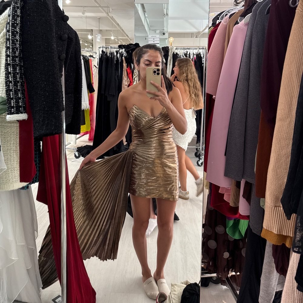 Retrofete Metallic Gold Dress
